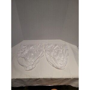 (4)Vintage Fruit of Loom Nylon  White Lace Top Trim Brief Panty Size 8